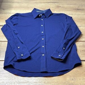Men's Butter Cloth Ice CottonNavy Casual Button Down Shirt Size Medium- Reg. Fit
